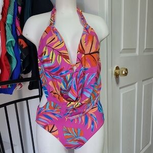 Bar III Pink Tropical One Piece Swimsuit
